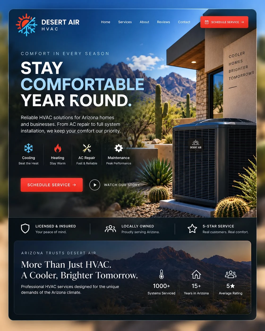 Desert Air full website design concept